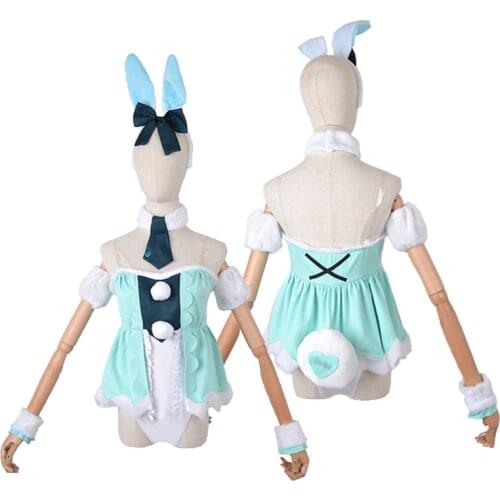Lolita White Bunny Girl BiCuteBunnies Cosplay Costume Cute Sweet Girls Rabbit Bodysuit Backless Wrapped Chest Jumpsuit Drop Ship