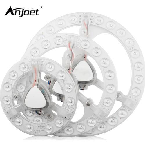 ANJOET 220V Round Led Panel lamp 12W 18W 24W Ceiling optical lens module Lamp Board Magnetic installation of hoome lighting