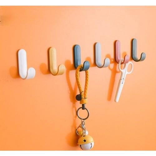 Sqinans 4pcs/set Towel Hooks Plastic Door Hangers Self Adhesive Wall Hangers Hat Racks Keys Hanger Home Decor wall hooks hook
