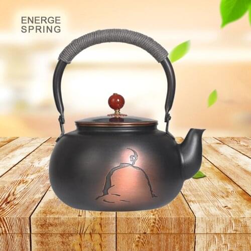 1.4L Handmade Copper Kettle Home Boiling Water Pot High Capacity Pure Red Copper Teapot For Electric Ceramic Stove Retro Tea Set