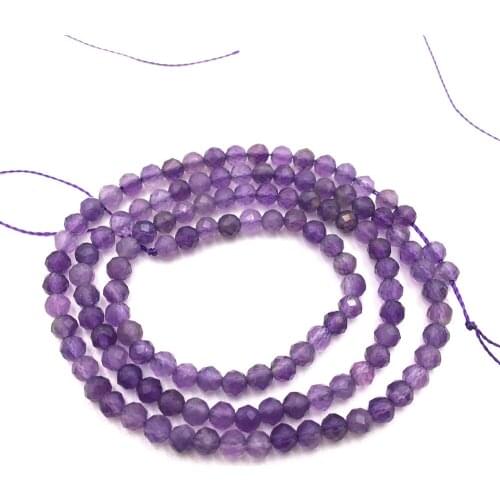 Natural amethyst faceted round seed beads gemstone perle For Jewelry Making needle work DIY women Bracelet necklace
