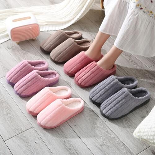 Autumn and Winter Cotton Slippers Men Women Home Slipper Thick-soled Warm Slippers Wear-Resistant Sweat-absorbing Slippers