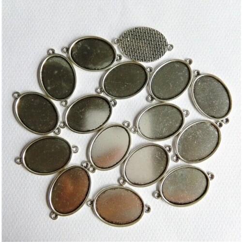 10pcs/lot Ancient silver Ancient Bronze Cabochon Base inner size 18*25mm Round Supplies for bracelet Making Findings