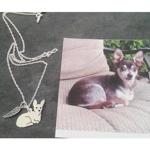 Custom a sweet Chihuahua Necklace, Your Pet Pendant, Dog silhouette Memory Jewelry Keepsake Memorial Gift