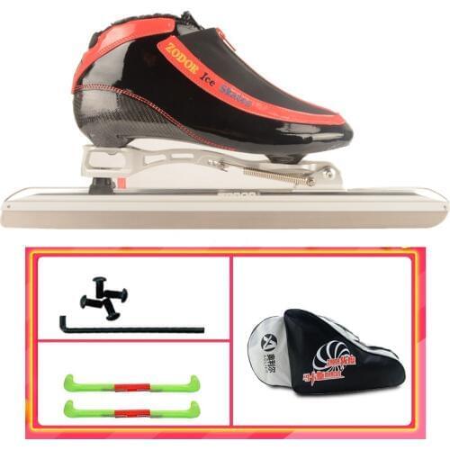 2019 ZODOR Professional Dislocated Heel Tail Ice Skates 6-layer Carbon Fibre Inline Speed Skating Ice Blade 430mm Knife 62-64