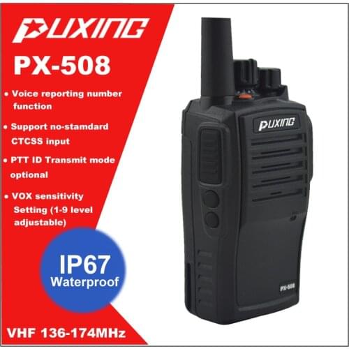 Hot Sale IP67 Waterproof Walkie Talkie Dust proof Radio Puxing PX-508 VHF 136-174MHz Portable Two-way Radio FM Transceiver