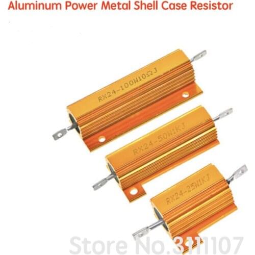 RX24 100W 10R 10RJ 100 Watt Metal Shell Aluminium Gold Resistor High Power Heatsink Resistance Golden Heat Sink Resistor 10 ohm