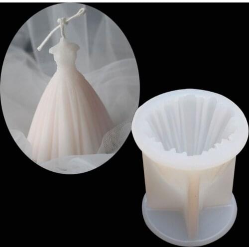Handmade Wedding Dress Skirt Silicone Chocolate Fondant Candy Mould Christmas Princess Dress Resin Mold Cake Baking Tool