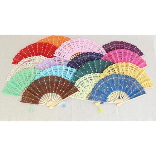 100pcs/lot Free Shipping Handmade 27cm Embroidery Lace Fan Wedding Party Favors Bridal Hand Fan SN2680