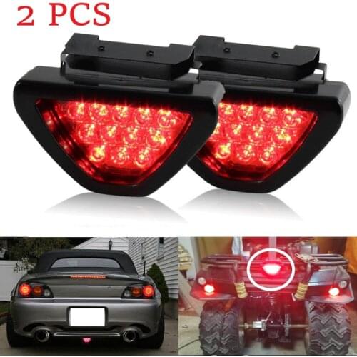 F1 Style DRL Red 12 LED Rear Tail Stop Fog Triangular Brake Light Stop Safety Lamp Car Motor LED Rear Tail Ligth 2 PCS