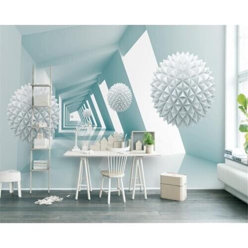 Beibehang wall 3D square ball abstract building space modern TV background wall papel de parede 3d papier peint wallpaper roll