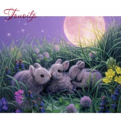 Diamond Mosaic 5D DIY Diamond Painting Cross stitch Moon Rabbits Diamond Embroidery Classic Style Rhinestone Painting