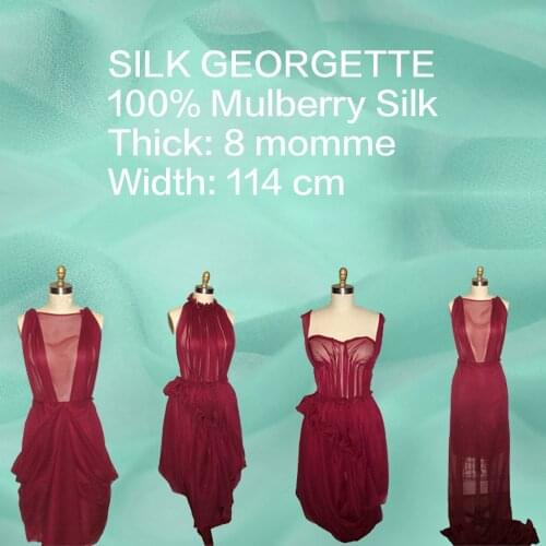 [Big Sale]100% SILK GEORGETTE 114cm width 8momme Natural Pure Silk Chiffon Brocade Wedding Dress Fabric Supplier China Silk