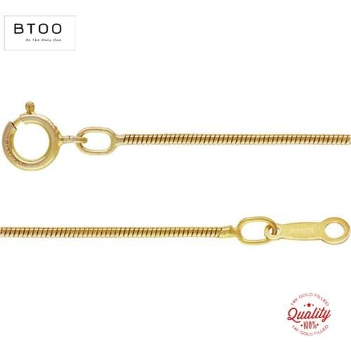 BTOO Real 14K Gold Filled Snake Chain Necklace 1MM Chain Necklace Gold jewelry Minimalist Gold Filled Women Jewelry