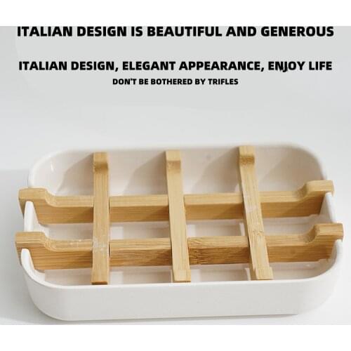 Soap Case Bathroom Bamboo Fiber Soap Dish Drain Soap Dish Detachable Design Easy To Clean Portable Soap Bar Holder for Bathroom