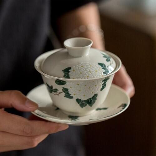 Jingdezhen Gaiwan 175ml Ceramic Tea Bowl Kung Fu Tea Set Master Cup Tea Tureen Drinkware Container Teaware Teapot Decoration