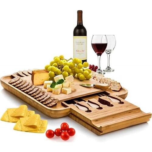 Natural Bamboo Cheese Board Creative Food Storage Board Multifunction Solid Wood Plate