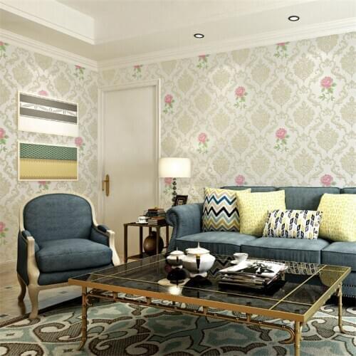 Beibehang European pastoral small fresh non-woven flowers wallpaper bedroom living room beauty salon pink purple warm wallpaper