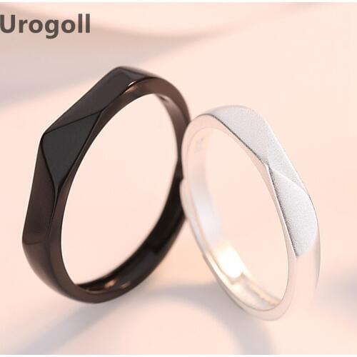 Fine Jewelry Sterling 925 Silver Rings For Lover Couple Gift Day And Night Simple Style Adjustable Wedding Engagement Rings