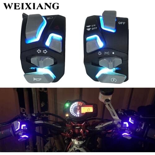 7/8" 22mm Motorcycle Switches Motorbike Horn Button Turn Signal Electric Fog Lamp Light Start Controller Button With LED Light