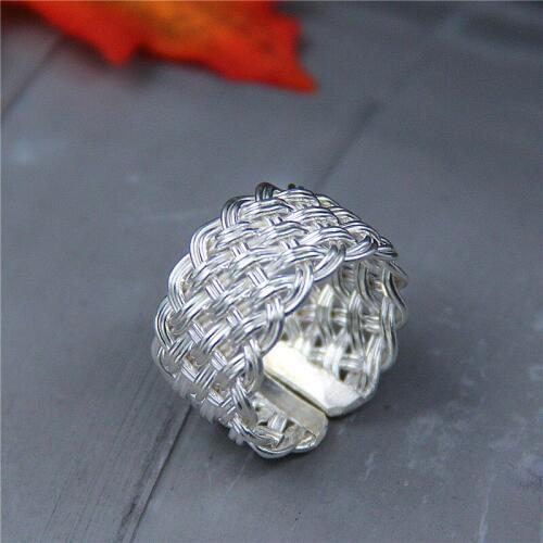 Chiang Mai Handmade Jewelry Thailand Thai Silver S925 Sterling Silver Braided Open Ended Ring Send Female Friends
