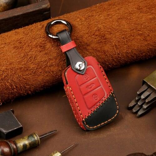 Leather Key Cover Remote Case Shell For VW PASSAT 2015 - 2020 B8 Skoda Kodiaq Superb A7 car key case key holder