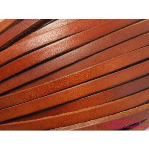 5mm leather Genuine Distressed camel 5x2mm leather cord