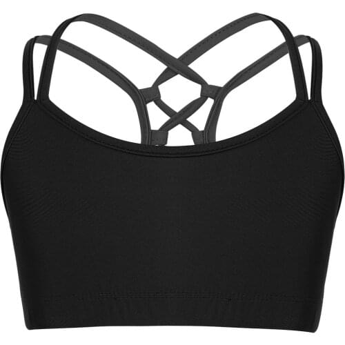 Girls Summer Underwear Tank Top Kids Gymnastics Ballet Dance Bra Yoga Cross Back Crop Top Children Exercise workout Clothes