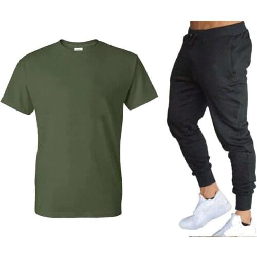 2021 Hot-Selling Summer T-Shirt Pants Set Casual Brand Fitness Jogger Pants T Shirt Hip Hop Fashion Mens Tracksuits