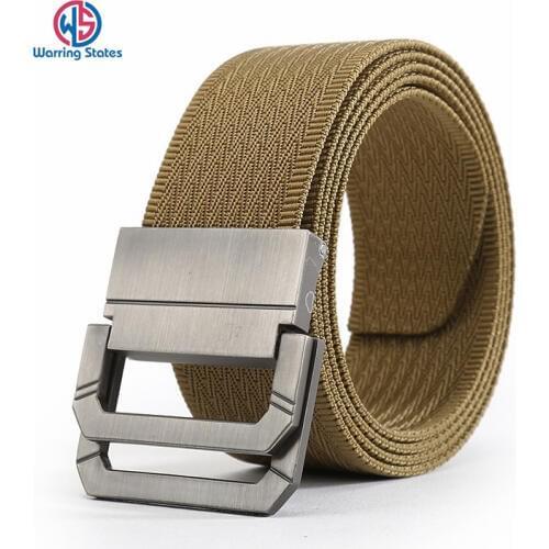 120CM Double Buckle Canvas Belt Male Anti Slip Wearable Nylon Outdoor Waist Strap D Shape Alloy Buckle Tactical Belts