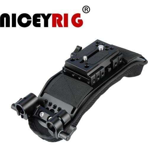 NICEYRIG Shoulder Rig Pad with Quick Release Manfrotto Rail 1/4" 3/8" Screw 15mm Rod Clamp for DSLR Camera Rig Cage Shoulder