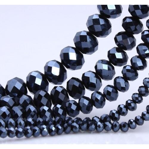 OlingArt 3/4/6/8mm Round Beads Rondelle Austria faceted Multicolored crystal Hematite color beads Loose bead DIY Jewelry Making