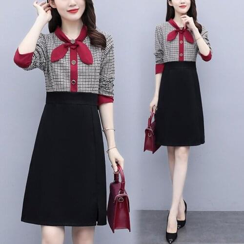 Autumn Women Dress 2020 High Waist Straight Ladies Midi Dresses Vintage Dress Women vestidos de festa