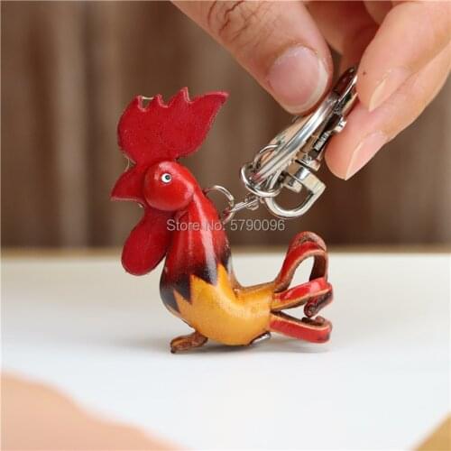 Genuine leather handmade creative chicken battle chicken bag pendant accessories cowhide key chain bag pendant rooster jewelry