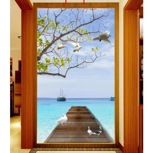 Custom 3D mural,Beautiful wooden dove entrance aisle de parede Papel,hotel restuarant wallpaper