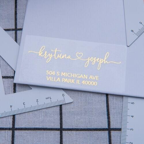 Custom Return Address Labels, Clear Address Sticker, Gold,Transparent Address Stickers, Return Mailing Stickers, Wedding