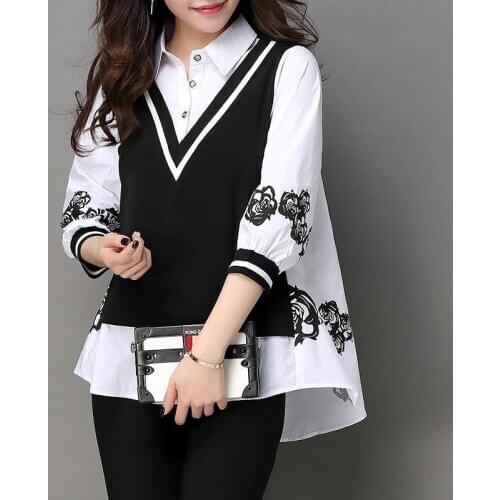Plus Size Women Spring Autumn Style Blouses Shirts Lady Casual Long Sleeve Turn-down Collar Half Sleeve Blusas Tops ZZ0340