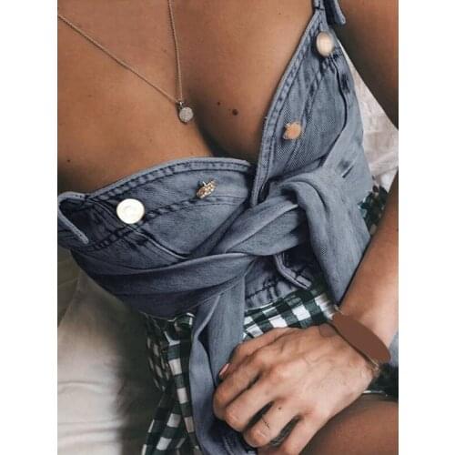 Blue Denim Top Off Shoulder Blouse Women Tight Blouse Streetwear Clothes