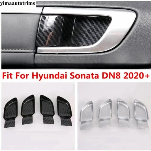 Car Styling Inner Door Handle Bowl Cover Trim Accessories For Hyundai Sonata 10th 2020 2021 Matte / Carbon Fiber ABS Interior