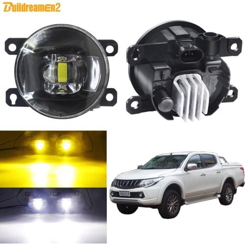 LED Fog Light Assembly For Mitsubishi Triton Strada 2005-2018 Car Front Bumper Fog Lamp Daytime Running Light 30W 8000LM H11 12V