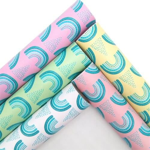 Glitterwishcome Rainbow Printed Synthetic Leather Faux Fabric Sheets with Felt Backing for Accessories Bows DIY 21X29CM GM2029B