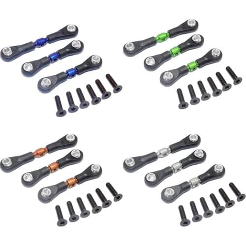 RC Pull Rod, 3Pcs Servo Links Rod RC Car Linkage Metal Steering Rod Linkage Set for TT02 TT02T RC Hobby Car Model Accessory