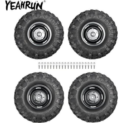 YEAHRUN 1.9" Wheels Rims and 1.9" Rubber Tires Set for 1/10 Axial SCX10 RC Crawler Car Wheels Hubs Parts