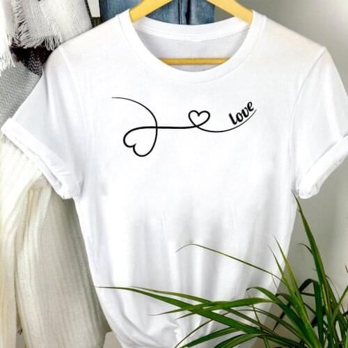 Women Clothes Love Style Sweet Lovely 90s Cartoon Print Mujer Camisetas Regular Tee Top Tshirt Female Graphic T-shirt