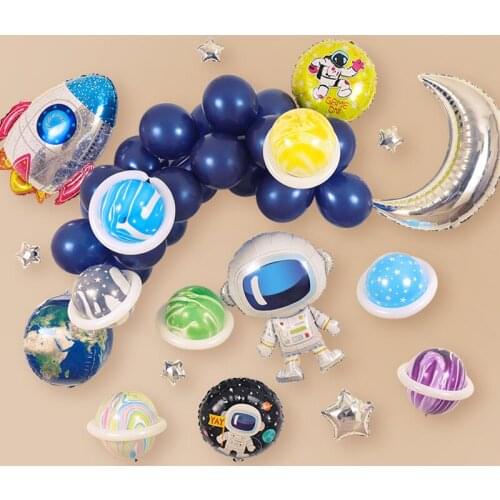 1 set of boy birthday party balloon decoration cosmic space rocket astronaut aluminum film balloon wandering earth balloon