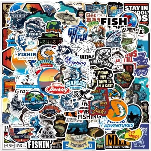 10/30/50 PCS New Outdoor Fishing Graffiti Cartoon Sticker For Laptop Skateboard Luggage Waterproof Sticker Custom Wholesale