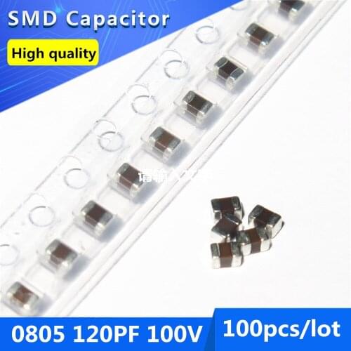 100pcs SMD Thick Film Chip Multilayer Ceramic Capacitor 0805 120PF 100V COG/NPO 5