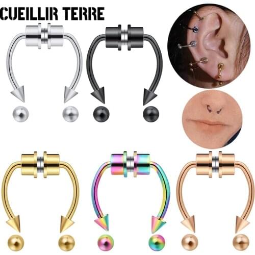 2021 Magnetic U Shaped Fake Nose Ring Hip Hoop Septum Rock Stainless Steel Magnet Nose Piercing Punk Piercing Body Jewelry