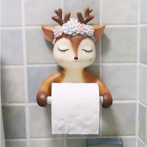 3D SIKA DEER STATUE WALL DECOR SCULPTURE HOME WALL DECORATION ACCESSORIES BATHROOM WALL HANGING TISSUE BOX ANIMAL FIGURINE MURAL