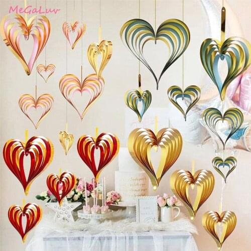 4X Love Hearts Hanging Swirls Ornaments Wedding Decor Marriage Room Layout DIY Garland Curtain Valentines Day Wedding Supplies